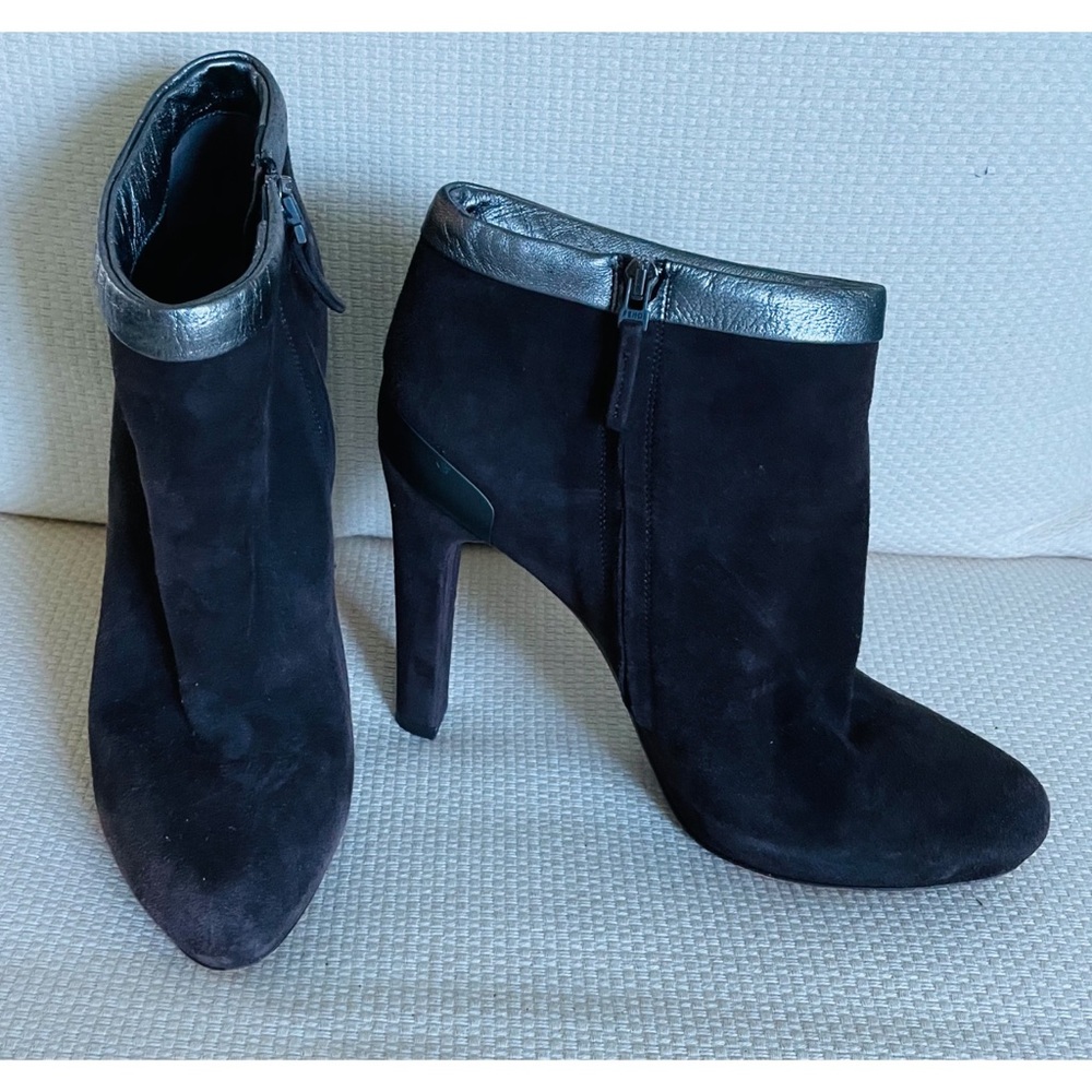 FENDI Brown Suede Metallic Trim Bootie Shoes Size 38 - Picture 3 of 13
